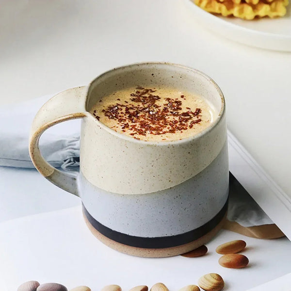 Japanese Style Coarse Pottery Cup Retro National Trend Mug Black and White Latte Cup Coffee Cup Chinese Style Pottery Clay Cup